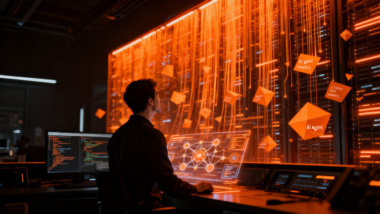 Desarrollador trabajando con agentes de IA y analítica avanzada para la modernización de sistemas empresariales como IBM Z y Java.