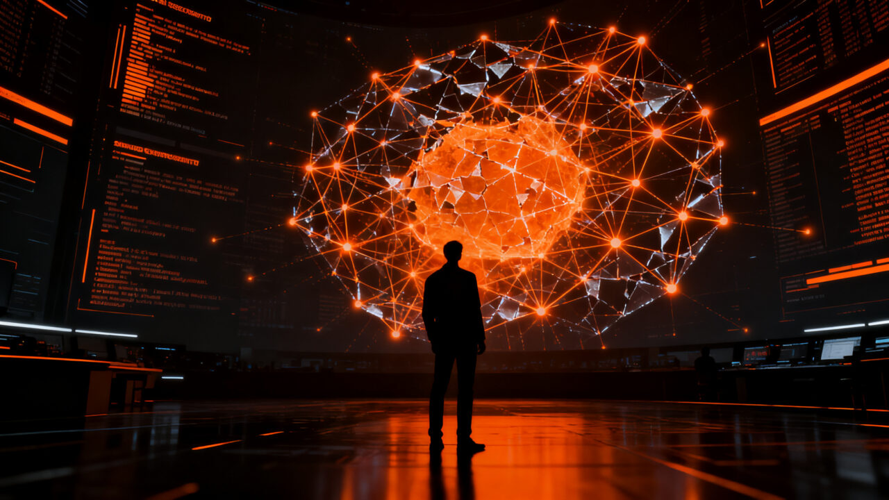 Experto en ciberseguridad analizando vulnerabilidades en modelos de IA, concepto de AI red teaming y seguridad en startups.