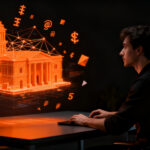 Visualización creativa de un chatbot basado en TypeSafe AI procesando tokens símbolo a símbolo con estética tecnológica.