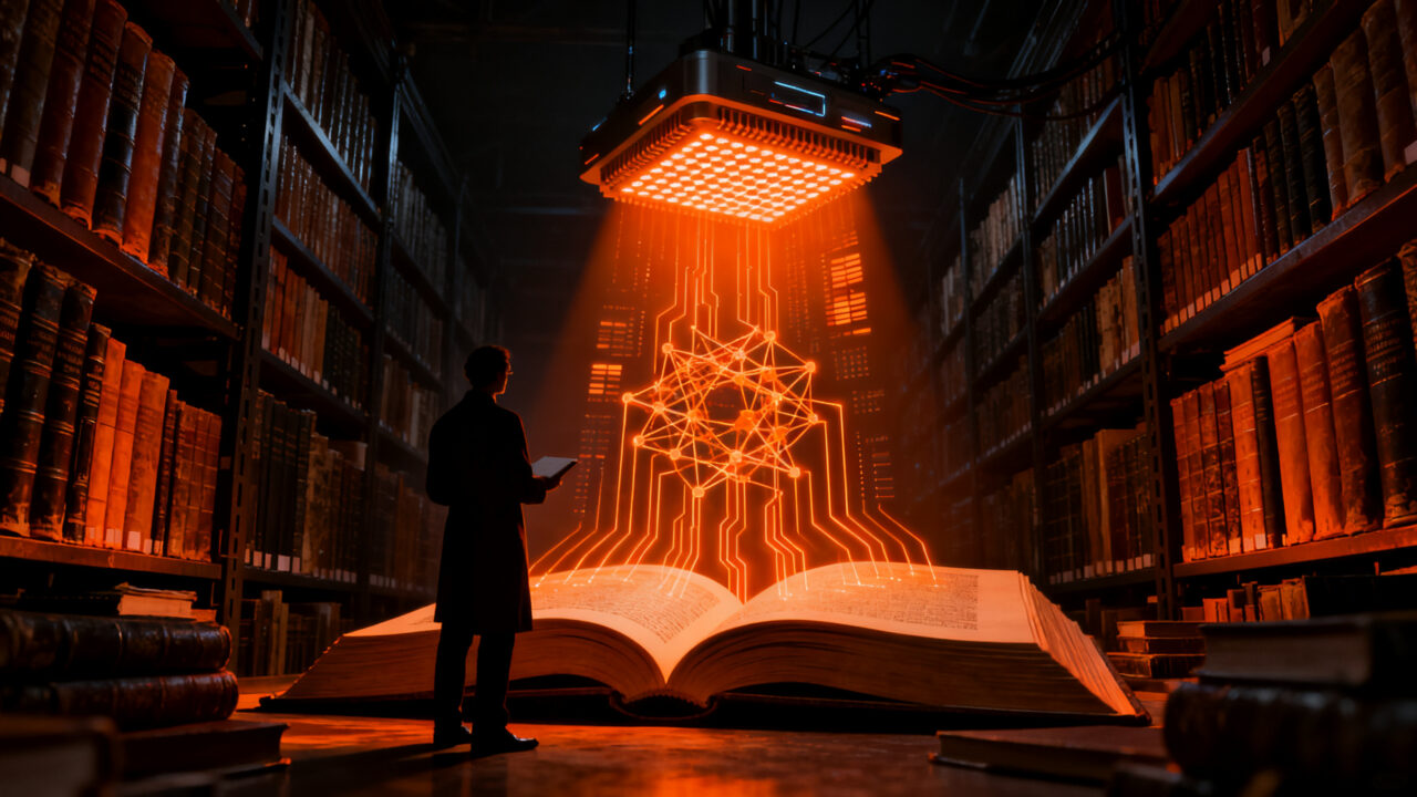 Librerías japonesas transformando datos para entrenamiento de IA, representando la nueva economía de la propiedad intelectual.
