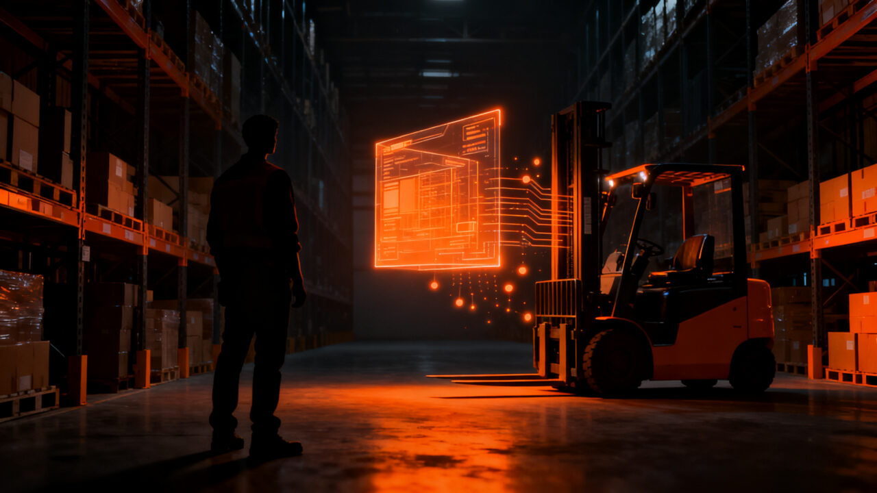 Sistema de seguridad industrial PathAware IQ para carretillas elevadoras, utilizando IoT para prevenir accidentes en almacenes.