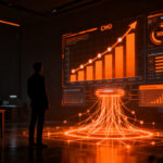 CMO analizando métricas de marketing con inteligencia artificial para optimizar presupuestos reducidos hacia el 2026.