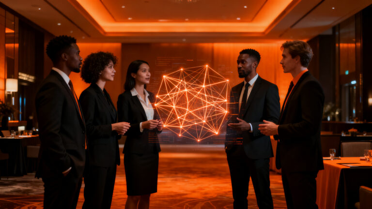 Expertos en marketing tech y líderes de negocios reunidos en un summit de innovación, IA y estrategia comercial en Panamá.
