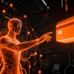 Agente de IA realizando pagos autónomos mediante la nueva tecnología Agent Pay de Mastercard y Alchemy, representando el futuro del comercio.