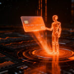 Agente de IA realizando pagos autónomos con tarjeta virtual, representando el futuro del comercio agentivo entre Mastercard y Alchemy.