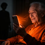 Smartphone adaptado de la startup Maximiliana conectando a personas mayores con sus familiares mediante tecnología accesible.