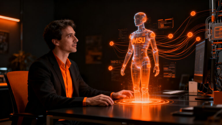 Agente de IA Muse de Meta integrándose en el flujo de trabajo de un emprendedor, representando la automatización y la inteligencia artificial aplicada en el ecosistema startup.
