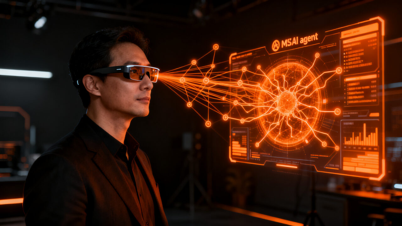 Un emprendedor explorando el futuro de la realidad aumentada con gafas inteligentes de IA, representando las innovaciones de Meta Connect 2026.