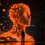 Un agente de inteligencia artificial representado como una figura digital compleja, simbolizando el impacto de Meta Muse en el ecosistema startup.