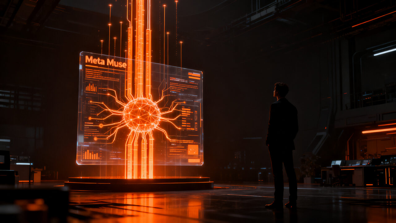 Agente de IA Meta Muse integrado en plataformas sociales, representando la evolución de la inteligencia artificial para startups.