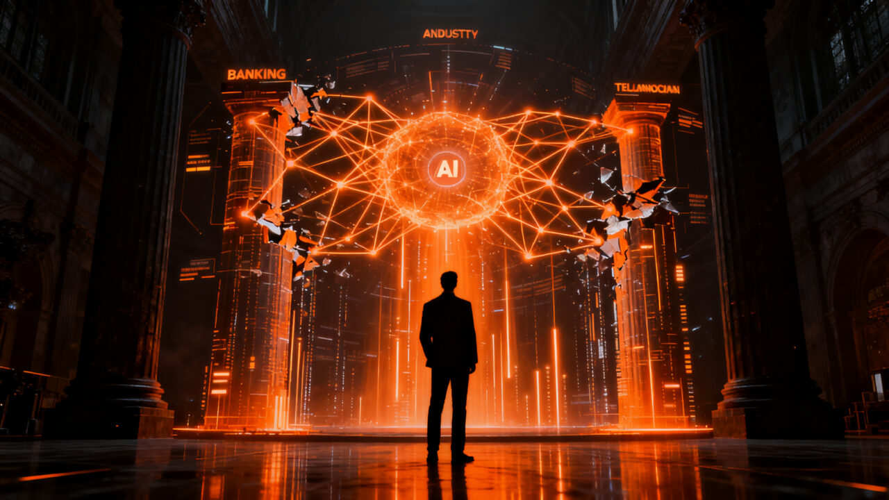 Impacto de Meta Muse en el sector bancario y de telecomunicaciones, representando la disrupción de los agentes de IA en el mercado.