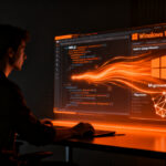 Desarrollador de software utilizando agentes de IA para crear aplicaciones nativas WinUI en Windows 11.
