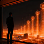 Emprendedor analizando datos financieros frente a una interfaz digital, representando la expansión de Moffin y la automatización de crédito para Pymes en México.