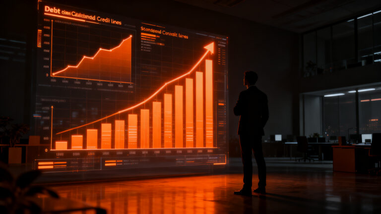 Gráfico de riesgo crediticio y crisis financiera en Argentina, impactando el financiamiento de startups y PyMEs.