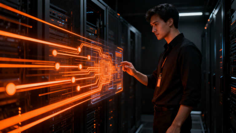 Ingeniero optimizando workflows de IA en n8n para reducir latencia y mejorar el rendimiento de automatizaciones agentic.
