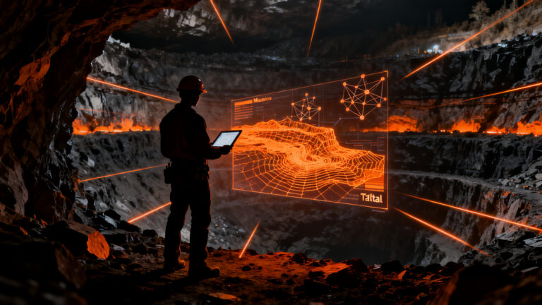 Plataforma tecnológica de NanduX utilizando muones e inteligencia artificial para la exploración minera profunda en Taltal, Chile.