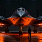 El legendario avión hipersónico SR-71 Blackbird de la NASA siendo preparado para un posible regreso al vuelo en un hangar de alta tecnología.