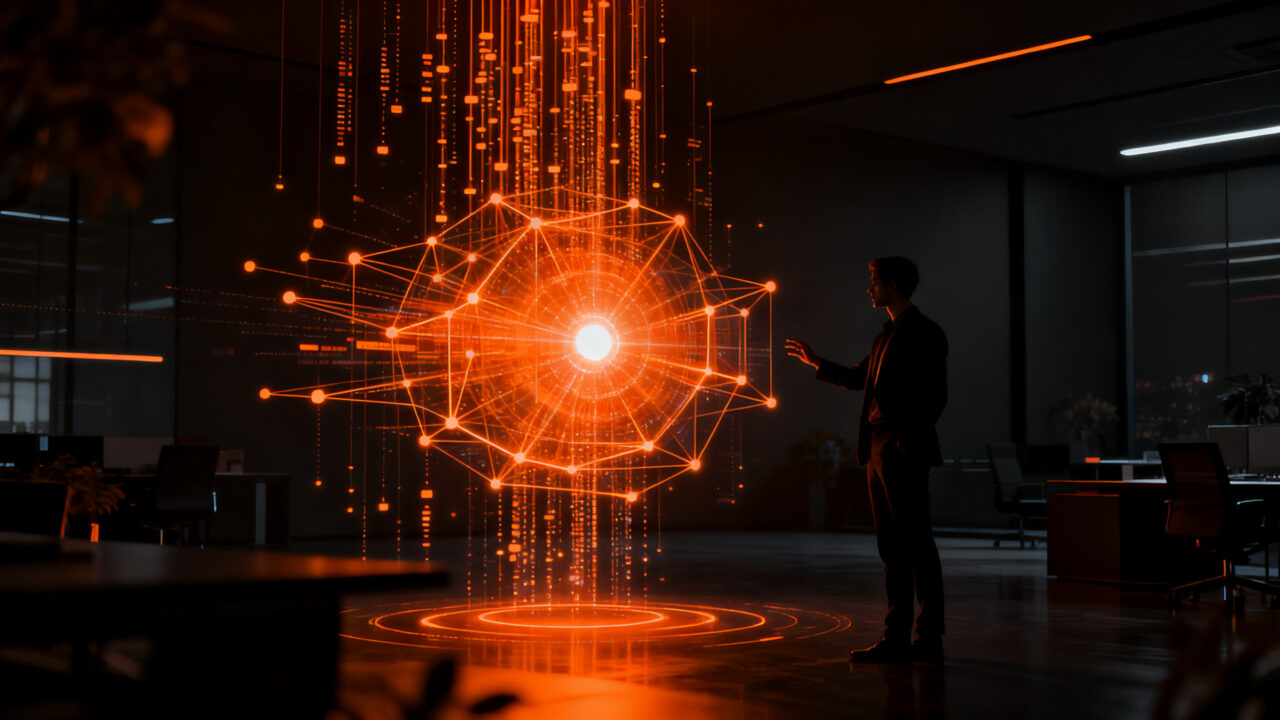 Agente de inteligencia artificial ejecutando procesos corporativos para aumentar la productividad empresarial en startups.