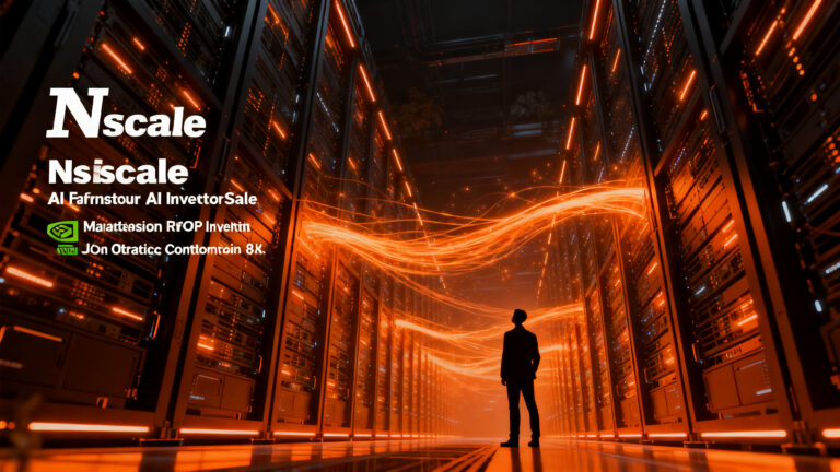 Infraestructura de neocloud para IA de Nscale, representando una gran ronda de financiación pre-IPO y crecimiento tecnológico.
