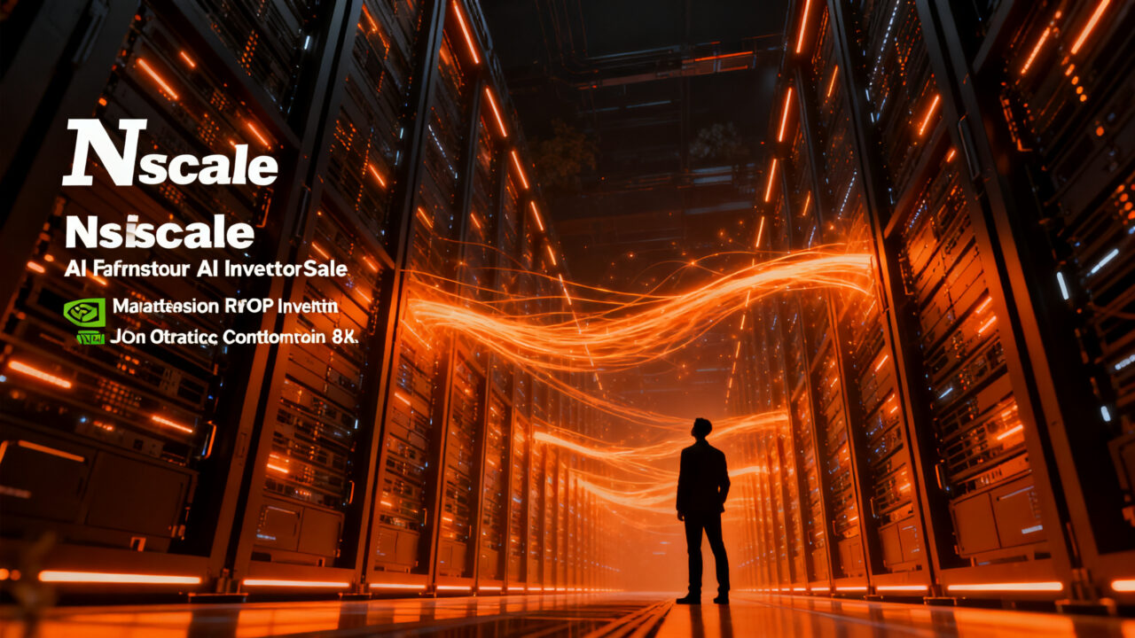 Infraestructura de neocloud para IA de Nscale, representando una gran ronda de financiación pre-IPO y crecimiento tecnológico.