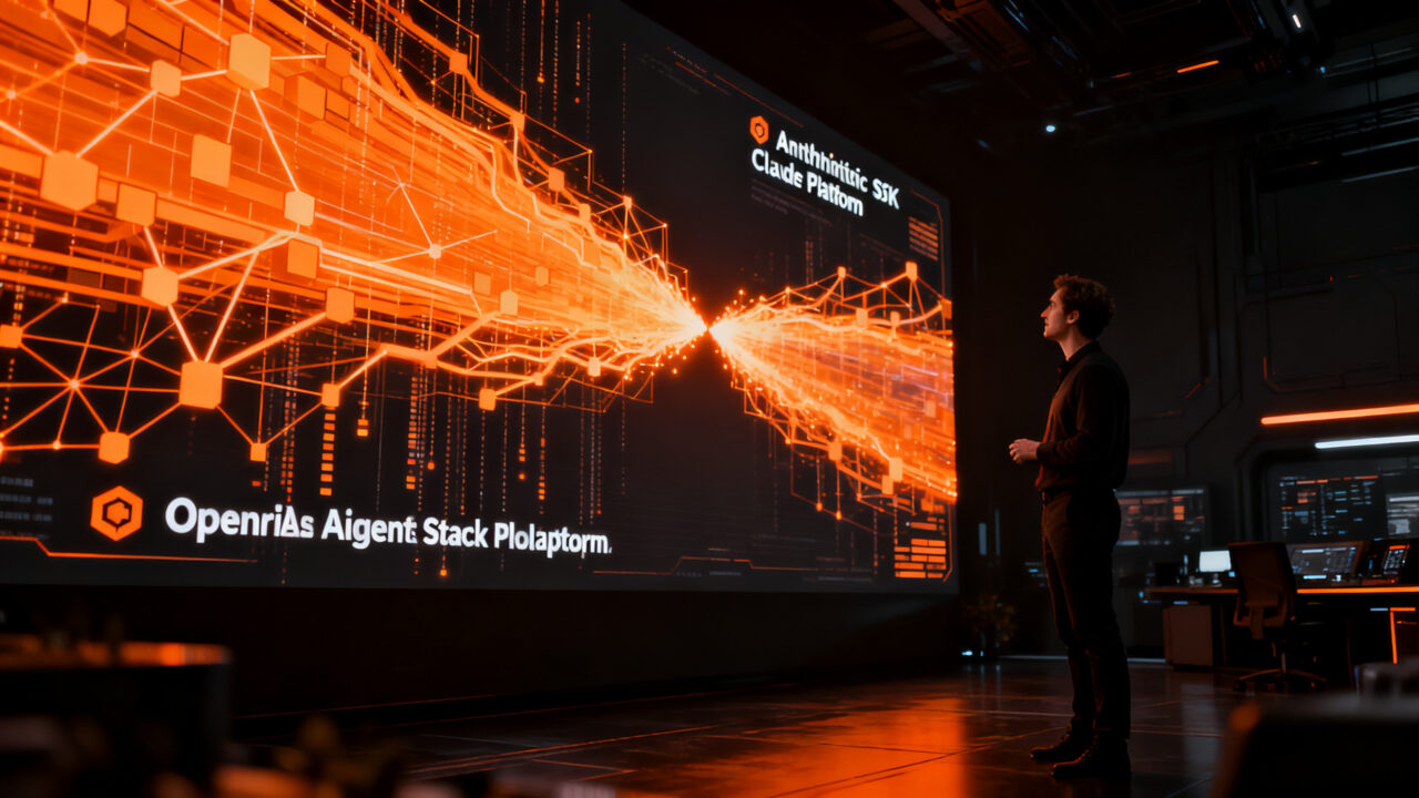 Líder empresarial analizando el mercado de IA con OpenAI Agents SDK frente a Anthropic, representando la adopción de plataformas de orquestación.