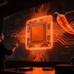 Ingeniero analizando el diseño del chip Jalapeño de OpenAI mediante inteligencia artificial.