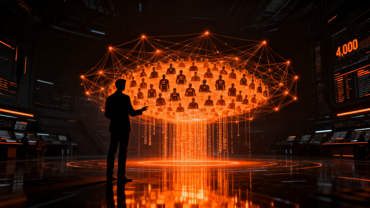 Agente de IA OpenAI Dots interactuando con ecosistema digital para automatización y productividad empresarial.