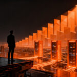 Crecimiento de ingresos de OpenAI y competencia en el mercado de IA, representando el éxito financiero y la infraestructura tecnológica.