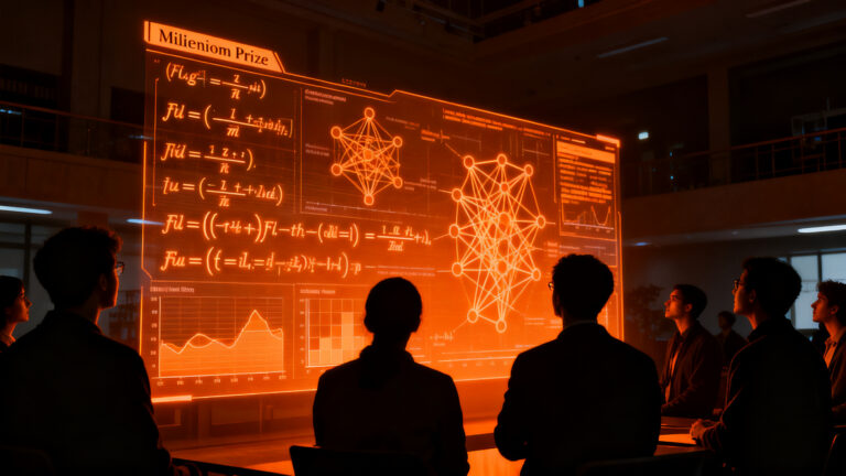 Panel de matemáticos analizando problemas complejos de IA para OpenAI tras crisis de Navier-Stokes.