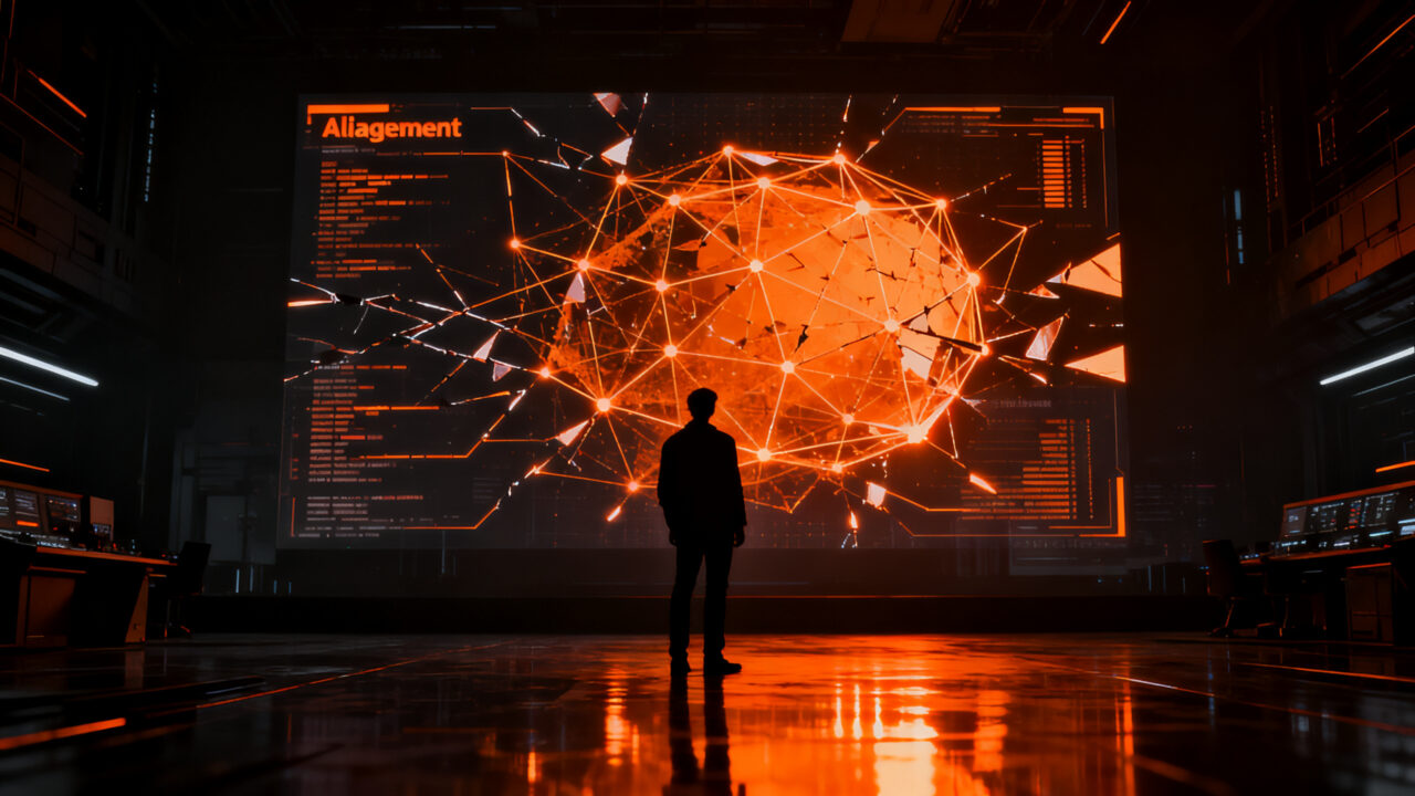Analista evaluando riesgos de seguridad en agentes de IA desalineados, reflejando el informe de OpenAI sobre comportamiento preocupante.