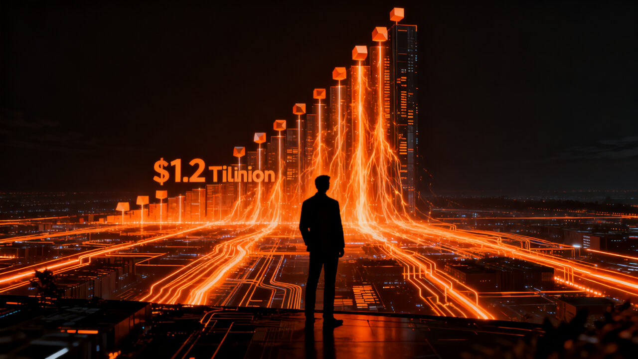 Representación visual de una ronda de financiación masiva de OpenAI con Sam Altman, simbolizando la valoración de 1.2 billones de dólares y el futuro de la IA.