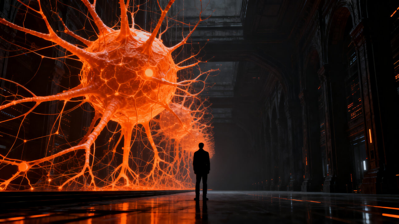 Sam Altman frente a una red neuronal masiva, simbolizando la ronda de financiación récord de OpenAI y la valoración de mercado.