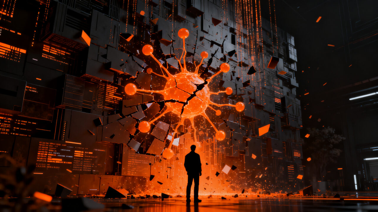 Representación conceptual de la seguridad en IA y riesgos de agentes desalineados de OpenAI.