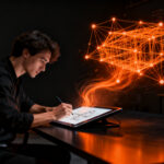 Emprendedor utilizando la herramienta Sketch de OpenAI en ChatGPT Images 2.5 para diseño creativo asistido por IA.
