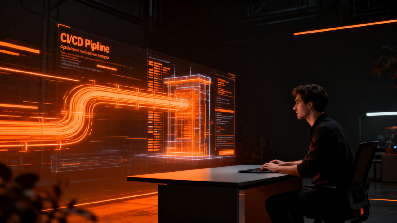 Ingeniero de software optimizando flujos de CI/CD para mejorar el rendimiento en entornos de desarrollo de alto nivel.