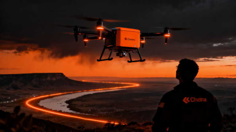 Drone de delivery de la startup chilena Osiris Experience operando en Chile para Walmart, representando logística autónoma.