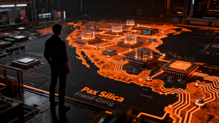 Representación visual de la iniciativa Pax Silica con semiconductores e inteligencia artificial en Centroamérica.