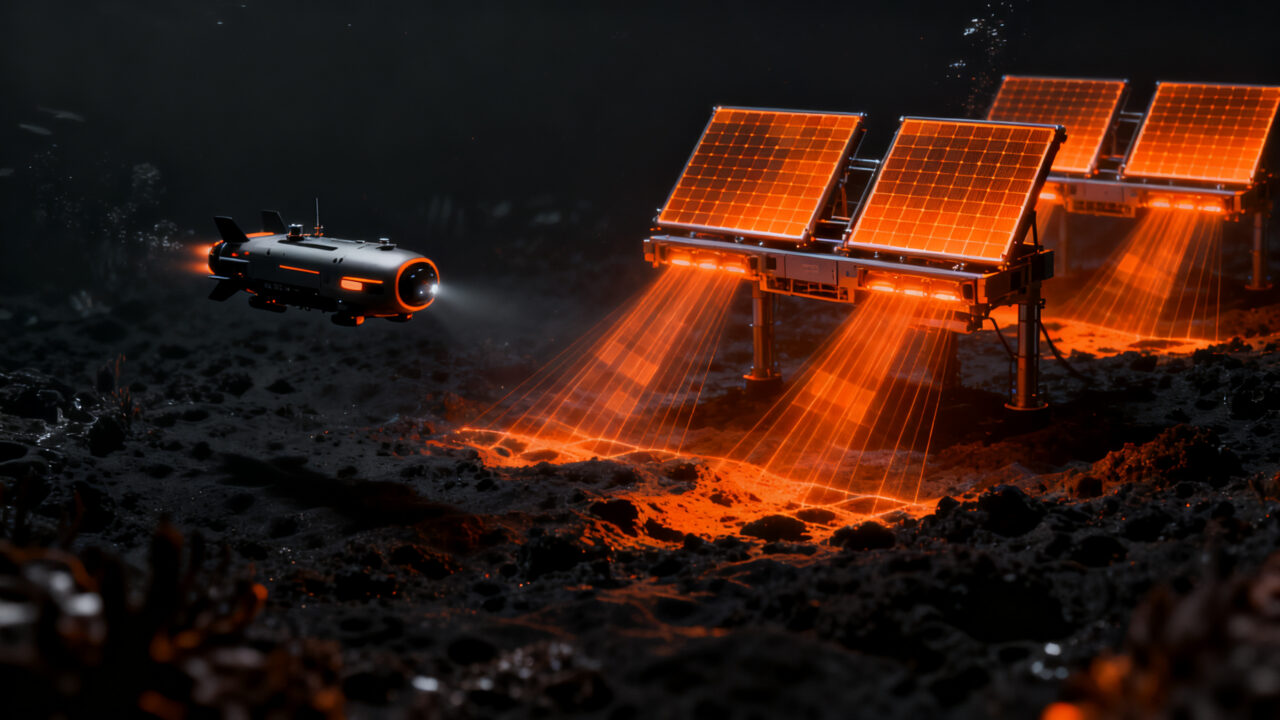 Celdas solares de perovskita operando bajo el agua, innovación en energía solar submarina para vehículos autónomos.