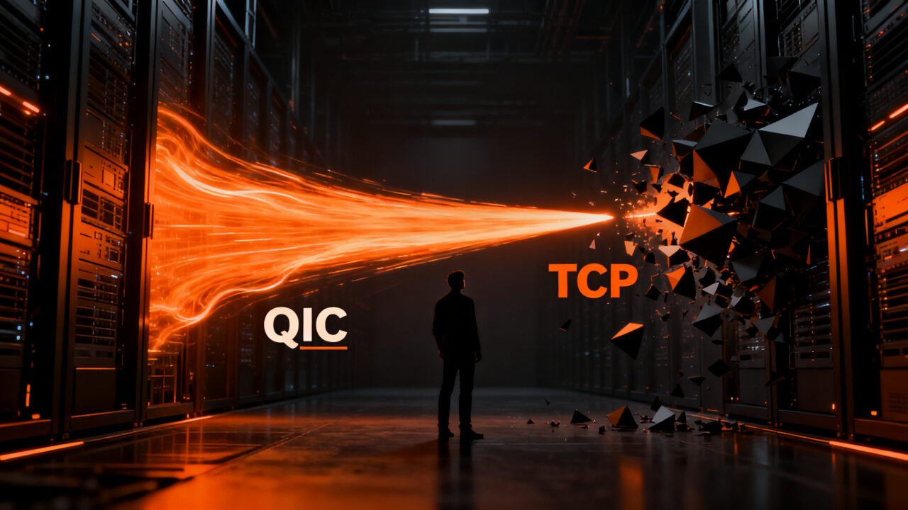 Comparación de rendimiento entre Postgres sobre QUIC y TCP, visualizando la optimización de latencia en bases de datos.
