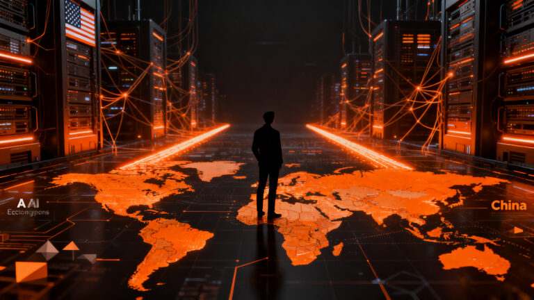 Mapa geopolítico de la inteligencia artificial en potencias medias como México y Brasil, analizando la inversión en tecnología y soberanía digital.