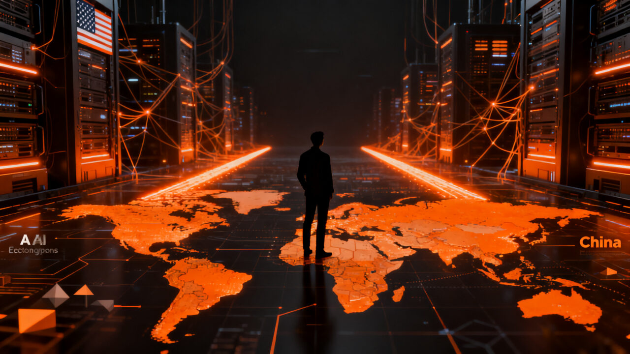 Mapa geopolítico de la inteligencia artificial en potencias medias como México y Brasil, analizando la inversión en tecnología y soberanía digital.