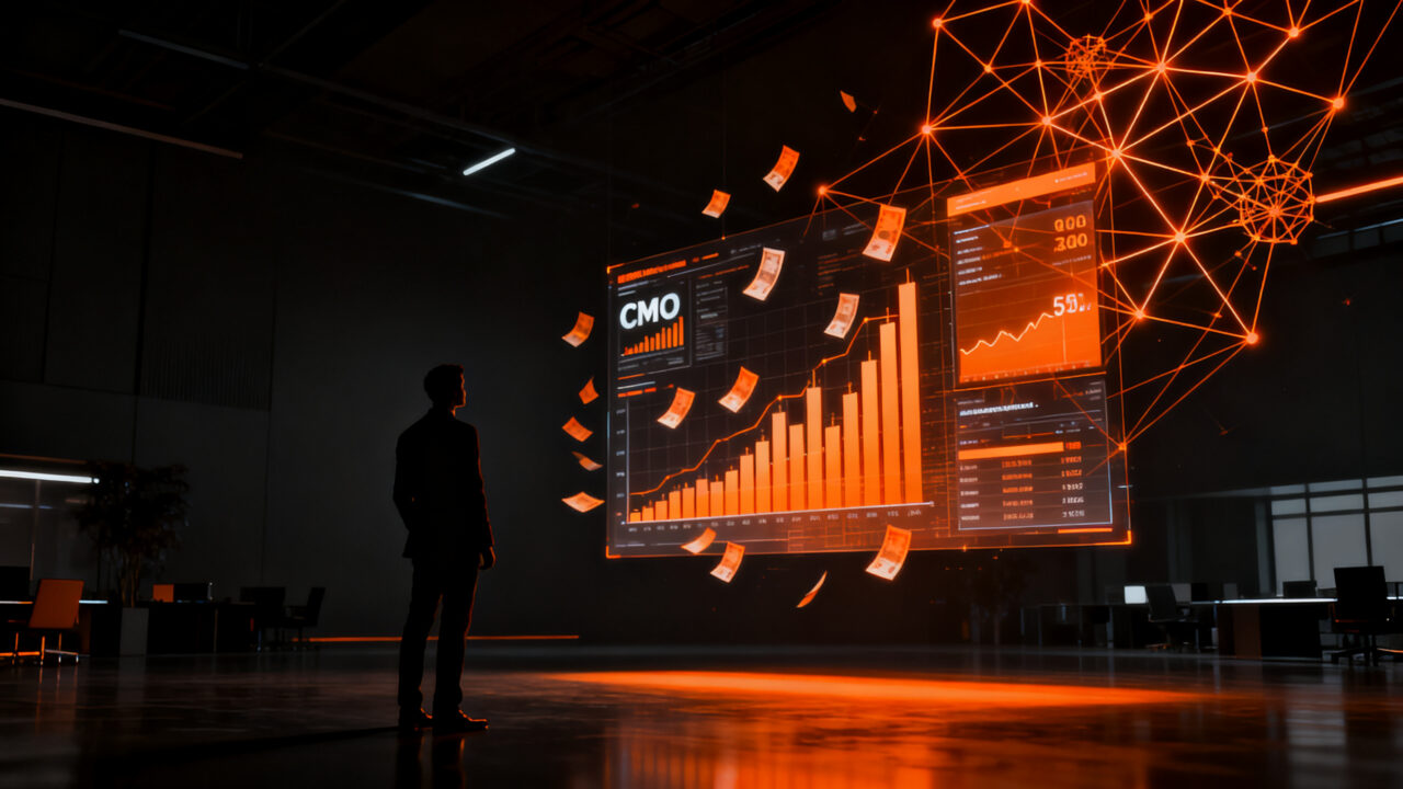 CMO analizando datos financieros y eficiencia operativa ante la reducción de presupuestos de marketing en startups.
