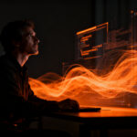 Programador veterano frente a una pantalla de código, reflexionando sobre el impacto de la IA en el futuro del desarrollo de software.