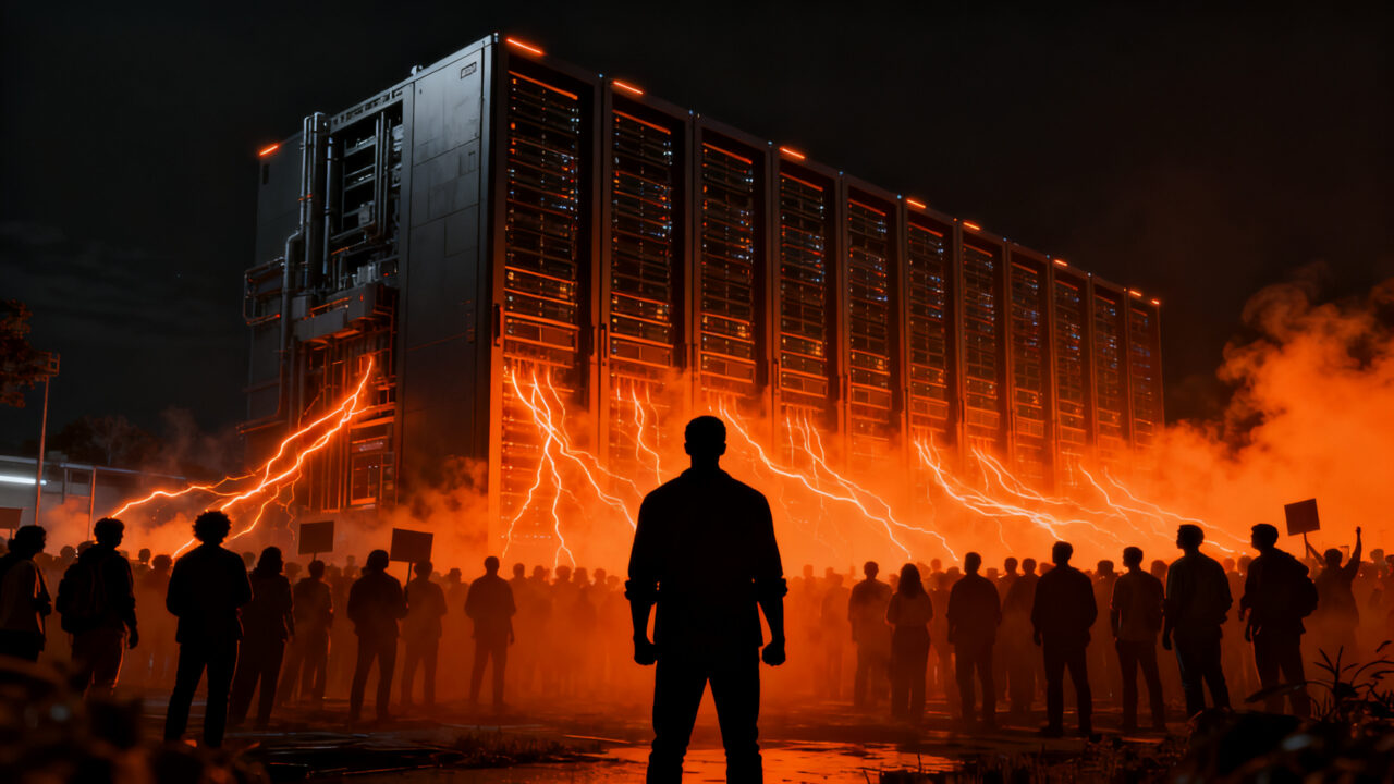 Protesta vecinal contra la construcción de data centers en Filadelfia por su impacto ambiental y ruido.