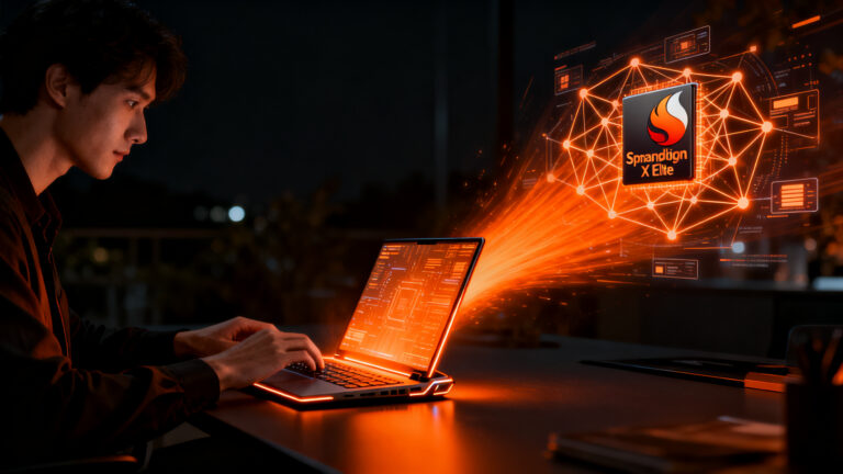 Representación visual de la IA agéntica en el Snapdragon Summit 2026, mostrando la potencia de los nuevos chips de Qualcomm en laptops.