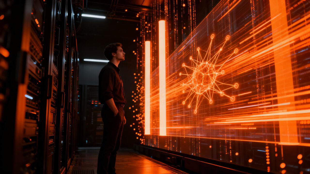 Ingeniero trabajando con el modelo Qwen 3.8 27B en la infraestructura de Cerebras, simbolizando la velocidad extrema en inferencia IA para startups.