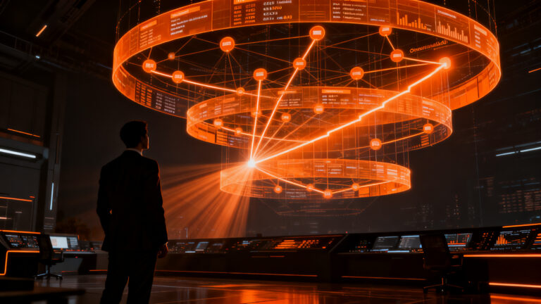 Ejecutivos analizando datos de retail media y omnicanalidad para el crecimiento estratégico del mercado publicitario en 2026.