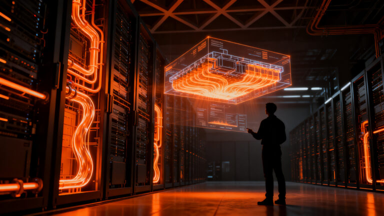 Infraestructura crítica de centros de datos e IA con tecnología de gemelos digitales para eficiencia energética.