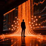 Agente de inteligencia artificial analizando datos financieros y trading automatizado en plataformas fintech.