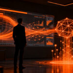 CEO analizando datos e inteligencia artificial para la toma de decisiones estratégicas en empresas.
